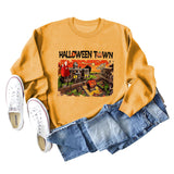 Halloween Town Letter Printed Damen Lockerer neuer Pullover Langarmshirt