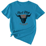 Not My Rodeo Vintage Fun Pattern Women's Short Sleeve Crewneck Top T-Shirt