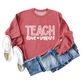 TEACH LOVE INSPIRE Letter Leopard Fall/Winter Leisure Long Sleeve Ladies Large Size Sweater