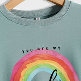 You Are My Sunshine Rainbow Letter Print Sweater for Women