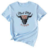 Not My Rodeo Vintage Fun Pattern Women's Short Sleeve Crewneck Top T-Shirt