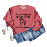 No More Coffee Heart Letters Loose Long-sleeved Women's Sweatshirt