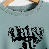 Take It Easy Letter Loose Damen Langarm Sweatshirt Übergröße Damen