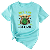 C'est ma chemise porte-bonheur, motif amusant, col rond, manches courtes, femme