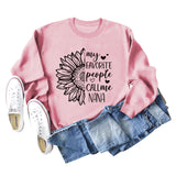 Meine Lieblings-Menschen rufen Sunflower Letter Love Rundhals Langarm Pullover
