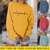 Cool Grandma Letter Simple Printing Round Neck Loose Long Sleeve Bottoming Sweater Women's Dress