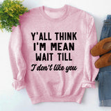 Rundhals-Oberteile, langärmliges, lockeres Sweatshirt mit Y'ALL THINK-Print