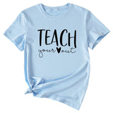 Simple Letter Teach Woman Summer New Casual Short Sleeve T-shirt