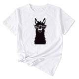 MAMA Llama Fun Graphic Print Women's Casual Crewneck Short Sleeve T-Shirt