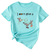 T-shirt manches courtes col rond femme, décontracté, imprimé graphique ludique, I Don't Give A