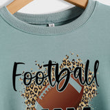 FOOTBALL MOM LETTERS Leopard Underlay Langarm Oversized Pullover Mädchen