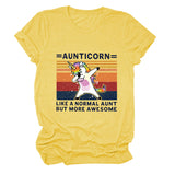 AUNTICORN Unicorn Printed Short Sleeve Top Loose Casual Large Women's T-shirt Bottom