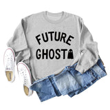SPOT FUTURE GHOST GHOST LETTER LOOSE LONG SLEEVES PLUS SIZE SWEATSHIRT WOMAN