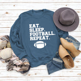 EAT SLEEP FOOTBALL REPEAT Damen Herbst und Winter Rundhals Langarm Pullover