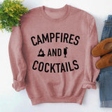 Herbst und Winter neuer Pullover für Damen mit Buchstaben-Print für Lagerfeuer und Cocktails