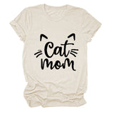 Chat Maman Lettre Col Rond Large Chat Lâche Décontracté Manches Courtes T-shirt Femme