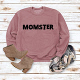 MOMSTER imprimé ample col rond hauts manches longues col rond sweat-shirt