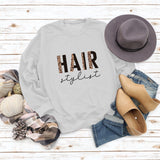 HAIR Stylist Letter Print Langarm Herbst und Winter Bottoming T-Shirt Rundhals Pullover Shirt