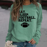 EAT SLEEP FOOTBALL REPEAT Damen Herbst und Winter Rundhals Langarm Pullover
