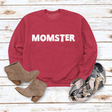 MOMSTER imprimé ample col rond hauts manches longues col rond sweat-shirt