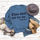 Printed Round Neck Letter Stitching Tops Long Sleeve Thou Shall Not Women's Printed Sweatshirt