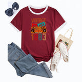 Vintage 1983 Lustiges Muster Damen Kurzarm Bluse T-Shirt