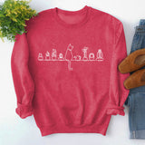 Rundhals-Oberteile, langärmliges, bedrucktes, lockeres Sweatshirt