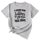 F-Bomb Mom Women's Letter Print Information Short Sleeve Top Women T-shirt