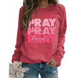 Rundhals-Oberteile Langarm-Sweatshirt mit PRAY Onit PRAY Oues It-Aufdruck