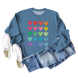 Pull ample à col rond imprimé Love pour femmes, grandes manches longues