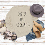 CAFÉ TILL COCKTAILS LETTRE COL ROND Lâche FEMME MANCHES LONGUES SWEAT-SHIRT OVERSIZE