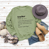 Teacher Love Letter Fashion Loose Ladies Long Sleeve Casual Plus Size Sweater
