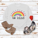 Be Kind – pull ample à manches longues et col rond avec lettres arc-en-ciel, automne et hiver