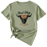 Not My Rodeo Vintage Fun Pattern Women's Short Sleeve Crewneck Top T-Shirt