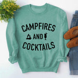 Herbst und Winter neuer Pullover für Damen mit Buchstaben-Print für Lagerfeuer und Cocktails