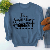 Round Neck Tops Long Sleeve Im A Simple Print Loose Sweatshirt