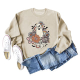 Lockeres, übergroßes, bedrucktes Langarm-Sweatshirt für Damen