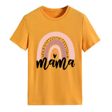 Mama Rainbow Love Letter Rundhalsausschnitt Lockeres Druckmuster Kurzärmeliges T-Shirt