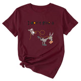 T-shirt manches courtes col rond femme, décontracté, imprimé graphique ludique, I Don't Give A