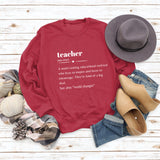 Teacher Love Letter Fashion Loose Ladies Long Sleeve Casual Plus Size Sweater