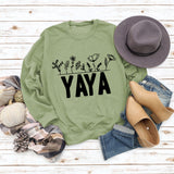 YAYA Plant Flower Letters Round Neck Long-sleeved Women's Sweatshirt