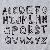 ABCDEFGHIJKIMMN Letter Print Women's New Crewneck Short Sleeve Shirt for Summer