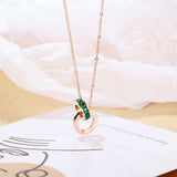 Schlüsselbeinkette im Sweetheart-Stil für Damen, modisch mit Zirkonia, römischen Ziffern, Doppelring