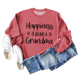 Happiness Is Being Chemise à manches longues et col rond pour femme Pull grande taille