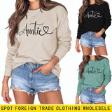 Tante amour lettre impression mode support à manches longues pull ample femmes