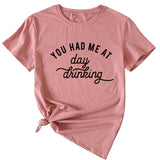 Lässiges, lockeres Kurzarm-T-Shirt mit Aufschrift „You Had Me At Day“.