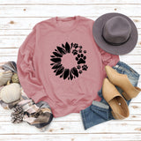 Women's Tops Sunflower Dog Print Casual Long-sleeved Sweatshirt