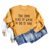 TRUE CRIME GLASS OF WINE Langarmpullover mit Buchstaben auf der Rückseite für Mädchen