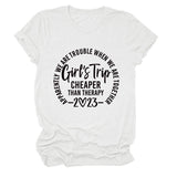 T-shirt ample à manches courtes et col rond pour filles, ratio de voyage, lettre