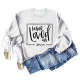 Er liebte uns zuerst, Base-Schriftzug, langärmeliger großer Pullover für Damen